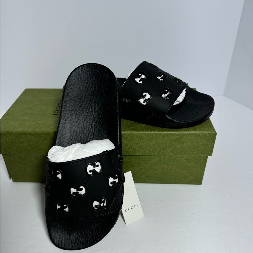 AUTHENTIC GUCCI SLIDE IN BLACK SZ 38 - Picture 3 of 9
